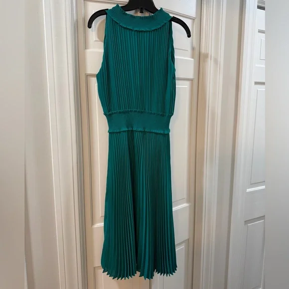 Nanette Lepore Teal Pleated Midi Dress - Picture 3 of 7